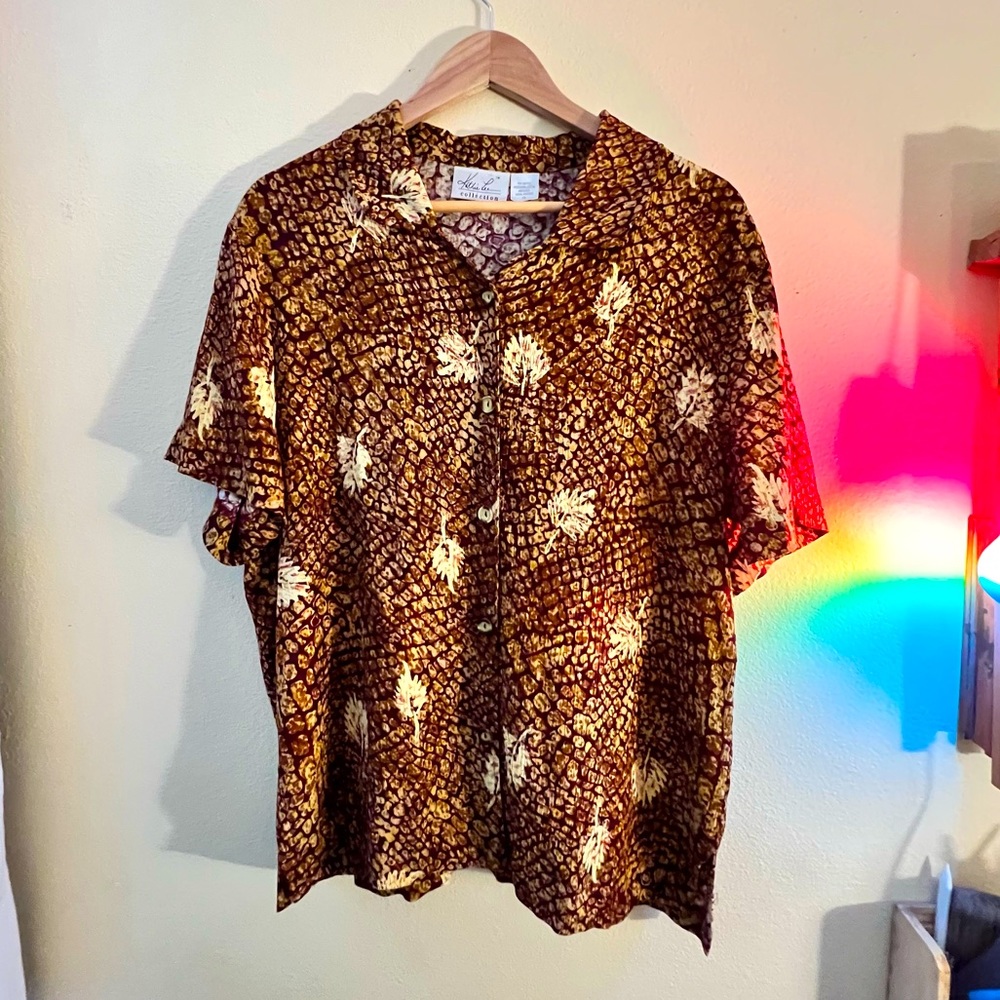 Kathi Lee Collection Patterned Button Down Blouse Size 12